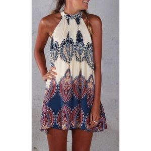 Boho Printed Halter Dress